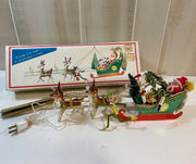Retro Santa Elves and Reindeer Vintage Sled Fairy Lights