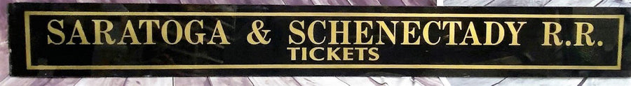 Saratoga & Schenectady RR Railroad Railway Jalousie Glass Ticket Booth Sign