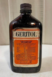 Vintage 1970's 12oz GERITOL Amber Bottle With Original Label