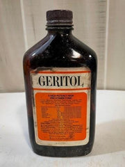 Vintage 1970's 12oz GERITOL Amber Bottle With Original Label