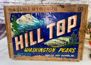 Antique Hilltop Washington Pears Wooden Fruit Crate Primitive Decor