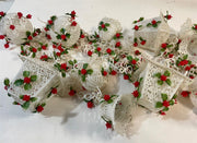 Vintage Mid Century Plastic Christmas Garland With Birdhouses And Holly