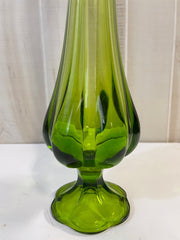 Vintage Green Blown Glass 23.5 inch Tall Art Vase