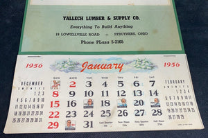 Vintage Yallech Lumber and Supply Co Struthers Ohio Seasons Greetings Calendar