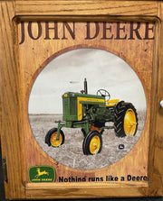 Vintage Wooden John Deere Storage Cabinet With Tractor Excellent Condition