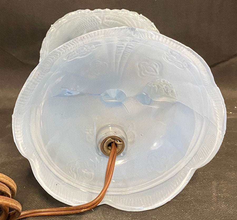 Vintage Blue Glass Victorian Lady Southern Belle Boudoir Lamp