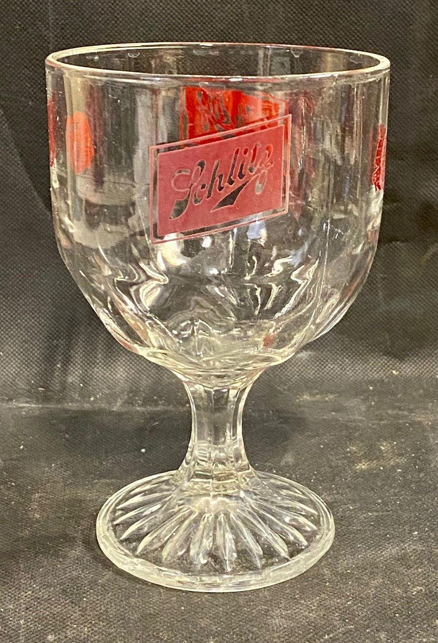 Vintage Schlitz Beer Thumbprint Stemmed 16oz Bar Glass