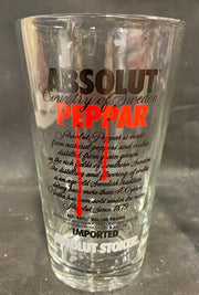 Pair of Vintage Absolut Vodka Peppar Limted Edition Pint Barware Glasses