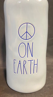 Ceramic Rae Dunn Pottery Peace On Earth Christmas Floral Vase