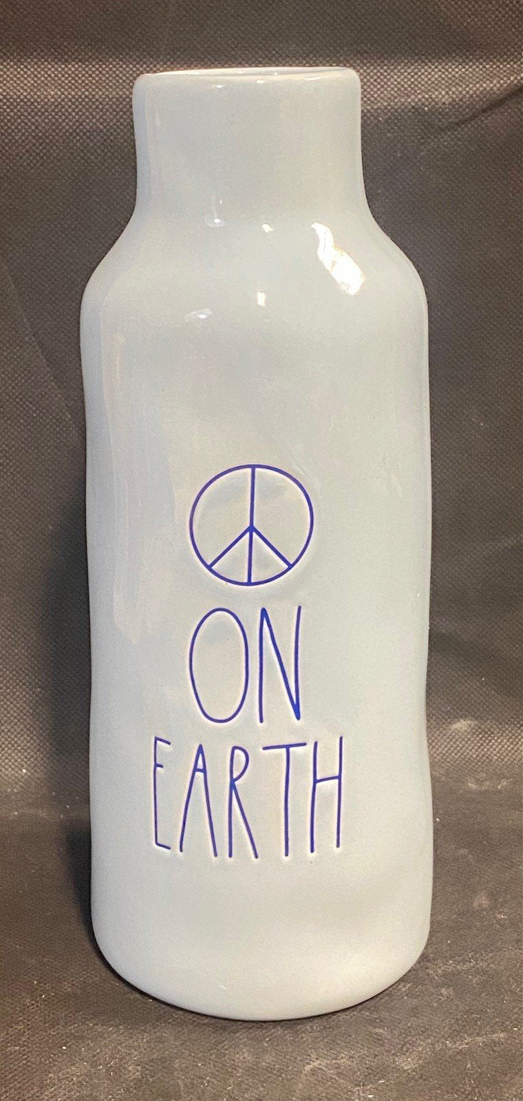 Ceramic Rae Dunn Pottery Peace On Earth Christmas Floral Vase