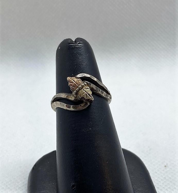 Estate Jewelry 12K gold Leaf w/ 925 Sterling Silver Band Ring - Size 6 1/4
