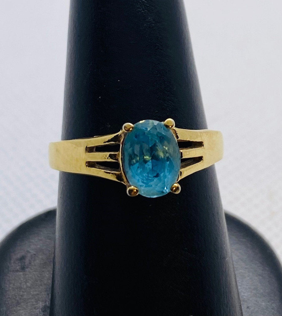 Estate Jewelry 925 Sterling Silver Aquamarine Blue Gemstone Ring - Size 8