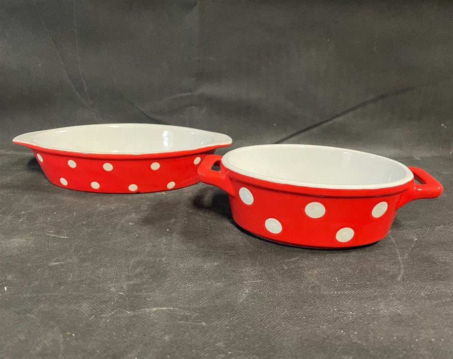 Ceramic Red And White Polka Dot Oven Safe Bakeware Set