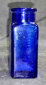 Antique Cobalt Blue Chloride Poison Glass Bottle Embossed