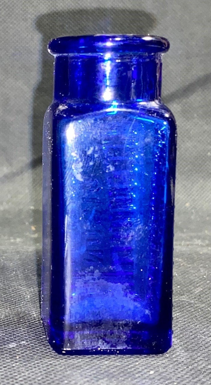 Antique Cobalt Blue Chloride Poison Glass Bottle Embossed