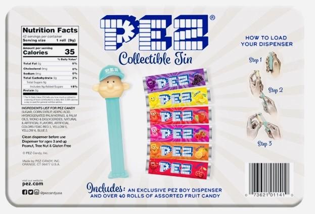 Pez Boy Nostalgia Gift Tin with Exclusive Dispenser plus 40 Pez Candy Refills