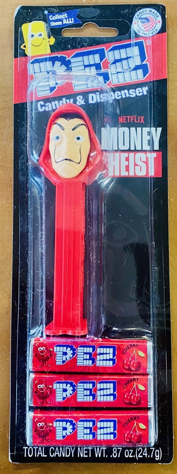 Money Heist Rare Crystal Mask Pez on Card w/ Candy