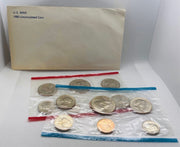 1980 Mint Set Original Envelope 12 Brilliant Uncirculated US Coins BU