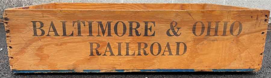 Vintage Antique Baltimore & Ohio Railroad Wood Shipping Crate Marked Box