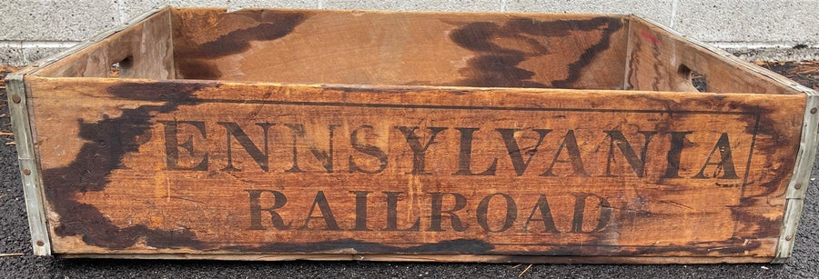 Vintage Antique Pennsylvania Railroad Wood Shipping Crate Marked Box