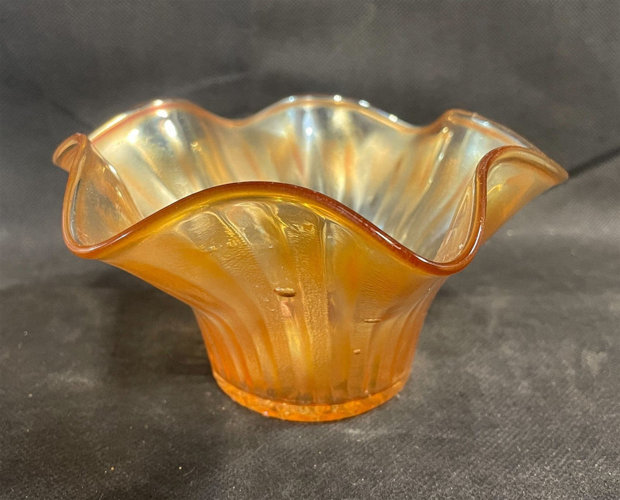 Mid Century Modern Vintage Orange Iridescent Carnival Glass Bowl