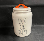 Ceramic Rae Dunn Large Halloween Lick Or Treat Kitchen Canister