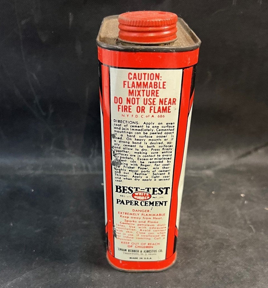 Vintage Best-Test Paper Cement Metal Tin Can Union Rubber Trenton