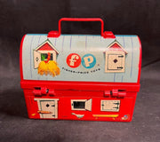 Vintage 1962 Fisher Price Barn Lunch Box and Silo Thermos