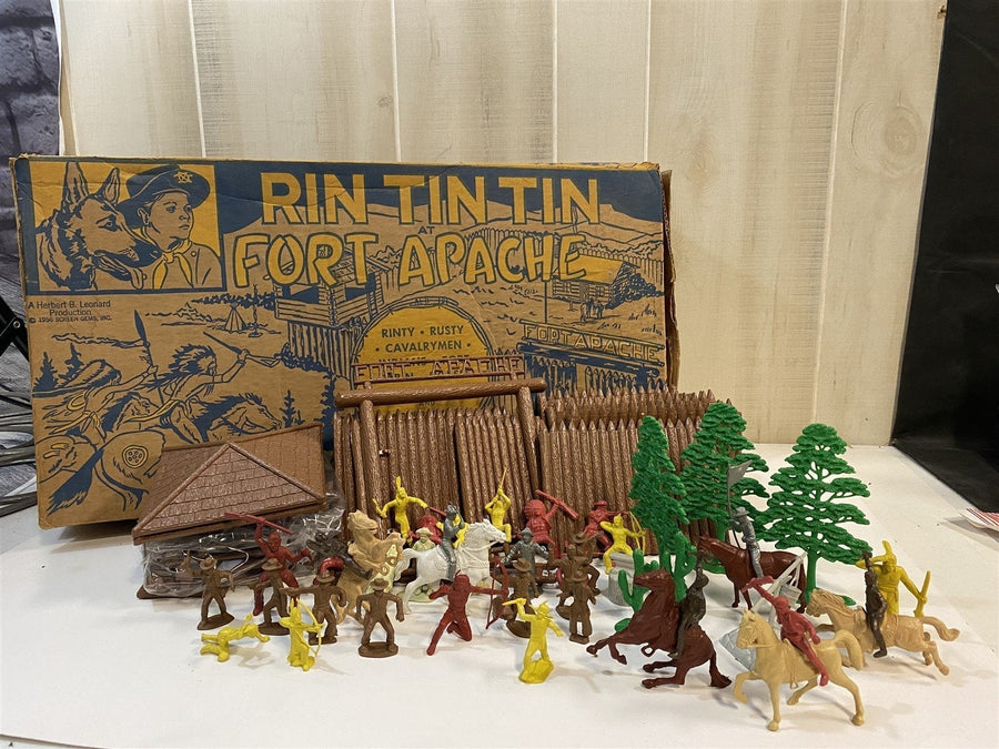 1950s Louis Marx and Co. Rin Tin Tin at Apache Fort Playset with box