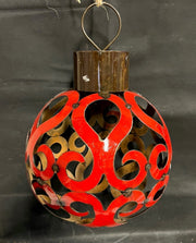 Vintage Ornate Hanging Metal Scroll Christmas Lantern Ornament