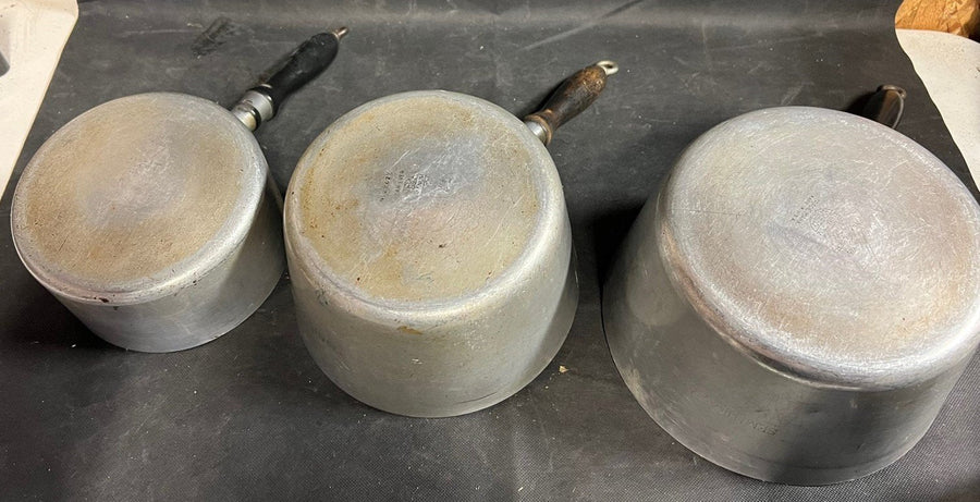 Set of 3 Vintage Wear-Ever Semi Heavy Aluminum Sauce Pan Pots
