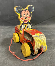 1950s Vintage Mickey Mouse Puddle Jumper Pull Toy by Fisher Price