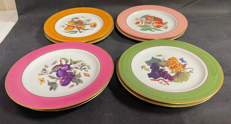 Vintage 8 Veritable Porcelaine Garden Fruits 7 3/4 inch Limoges Plates