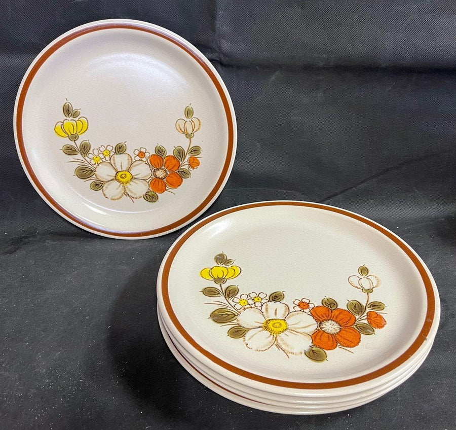 Vintage 5 Woodhaven Collection Stoneware Sunnybrook Dinner Plates Japan
