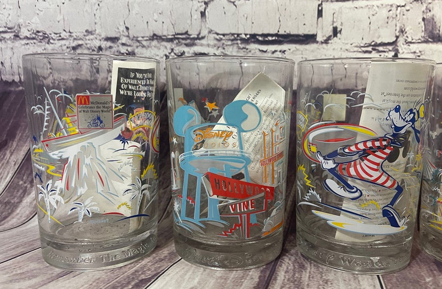Vintage 6 McDonalds Walt Disney 25th Anniversary Drinking Glasses Cups