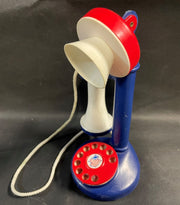 Vintage Toy Rotary Stand Up Patriotic Plastic Phone American Flag