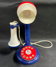 Vintage Toy Rotary Stand Up Patriotic Plastic Phone American Flag