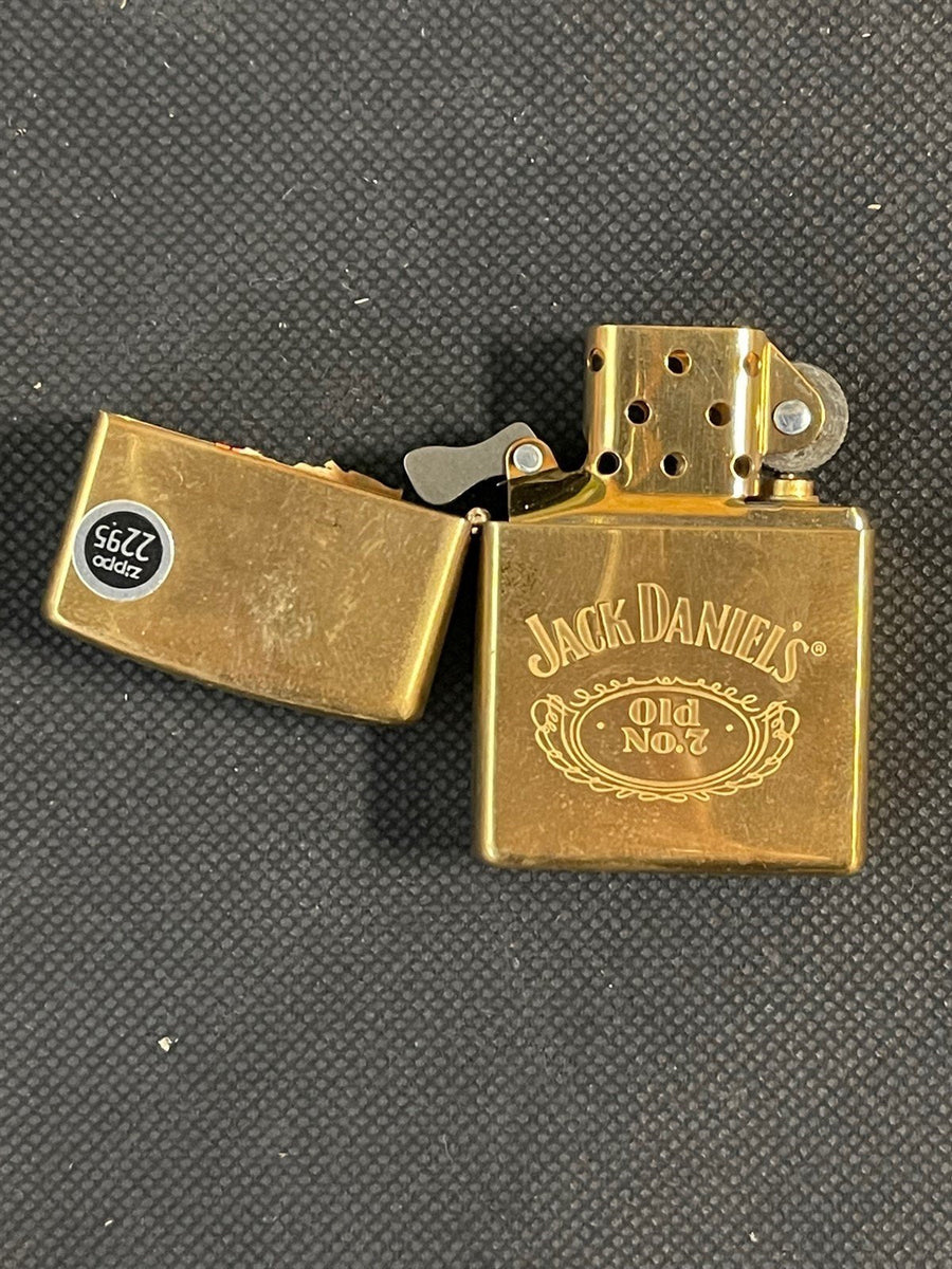 Vintage Gold Jack Daniels Old No. 7 Unused Zippo Lighter w/ Box