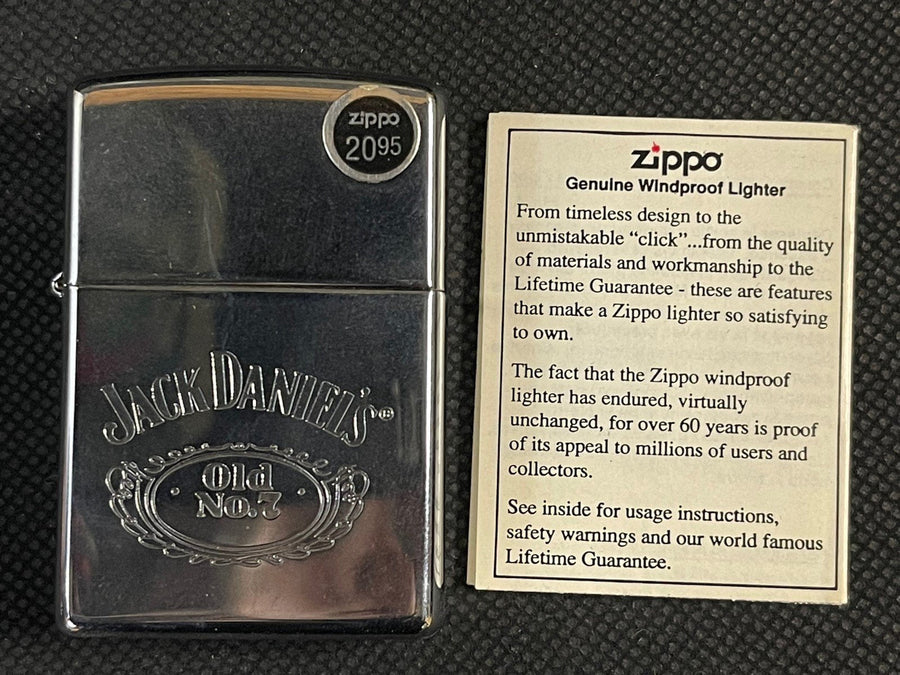 Vintage Jack Daniels Old No. 7 Silver Zippo Lighter Unused w/ Original Box