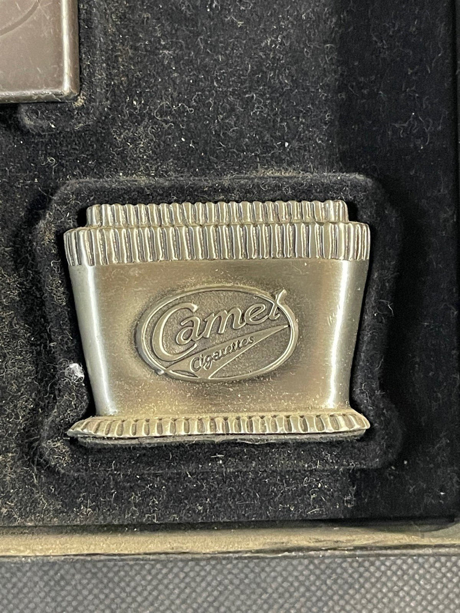 Vintage Camel Cigarettes Zippo Lighter w/ Pewter Stand Used in Box