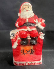 Vintage Merry Christmas Dapol Industries Santa Claus Fireplace Blow Mold