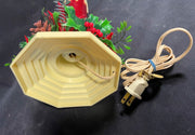 Vintage Mid Century Electric Light Up Christmas Holiday Candle Lamp with Holly
