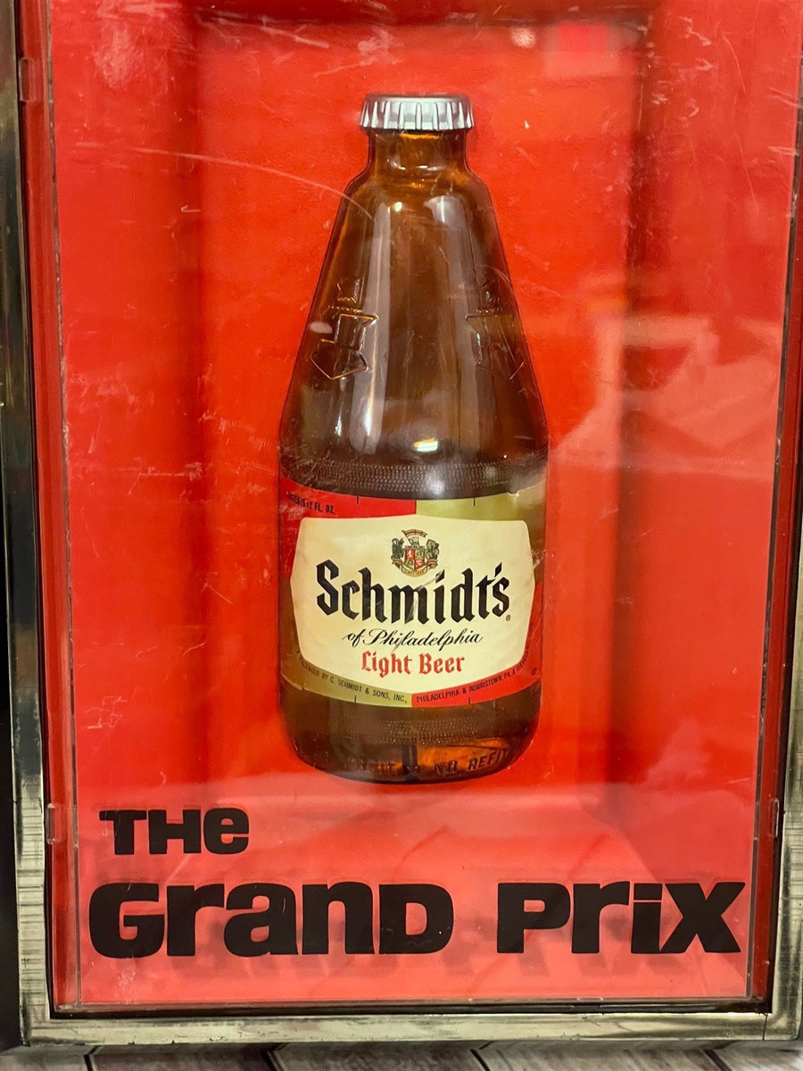 Vintage The Grand Prix Schmidt's Light Beer Wall Hanging Sign