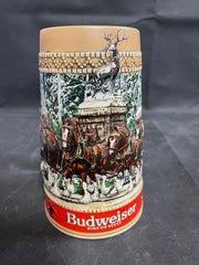 Vintage 1987 Clydesdale Budweiser Holiday Beer Stein Mug C Series