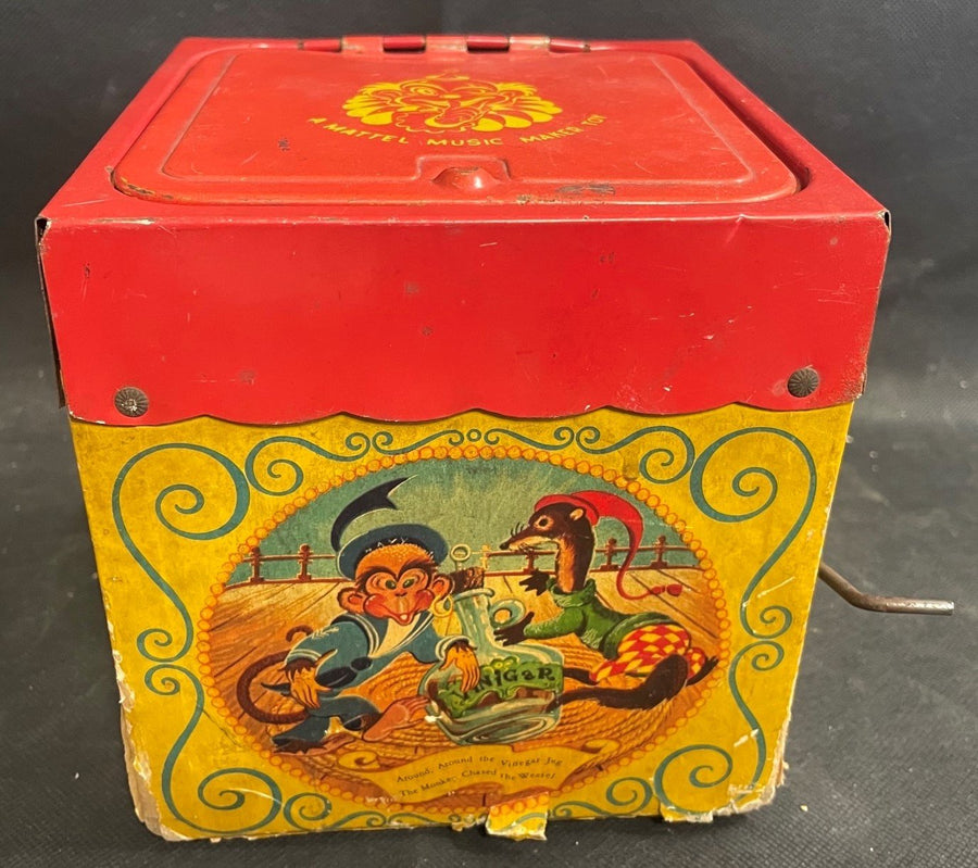 Vintage Mid Century Mattel Music Maker Jack in the Box Clown Musical