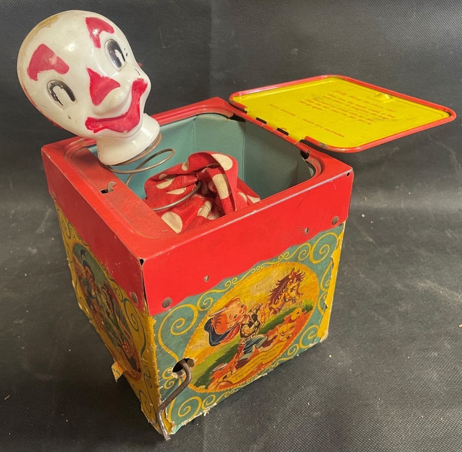 Vintage Mid Century Mattel Music Maker Jack in the Box Clown Musical