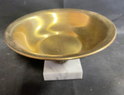 Vintage Mid Century Brass Marble Pedestal Decorative Bowl Table