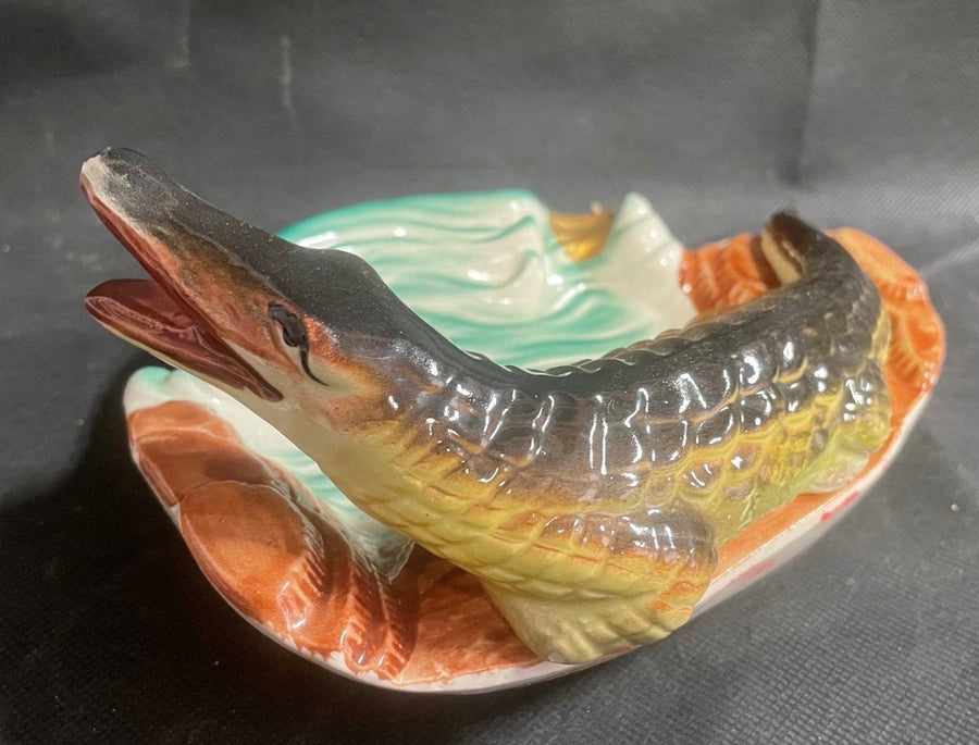 Vintage Ceramic Florida Souviner Alligator Ashtray GF Japan Collectible