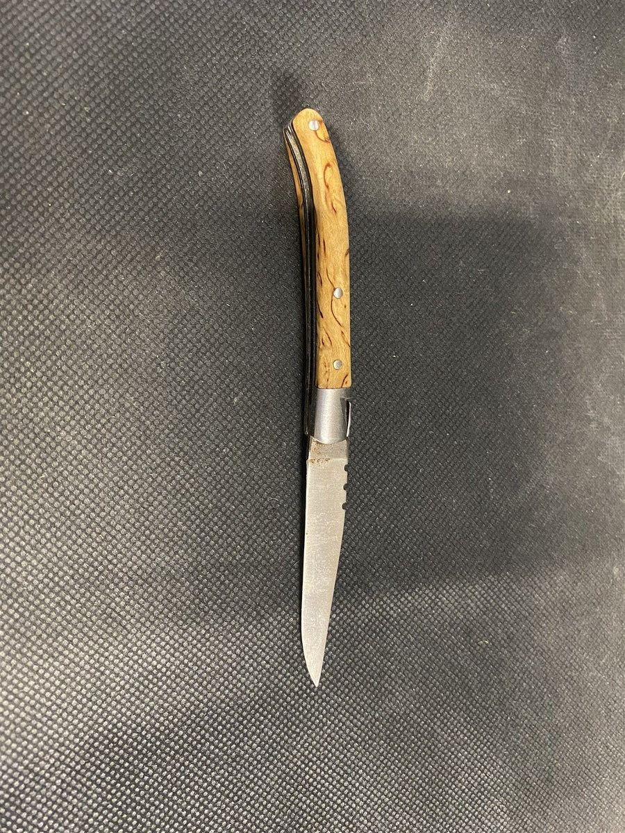 Vintage Laguiole Le Fidele Wooden Handle Folding Pocket Knife