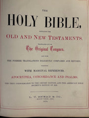 Antique 1876 Original Congress Holy Bible w/ Apocrypha Mount Union Ohio